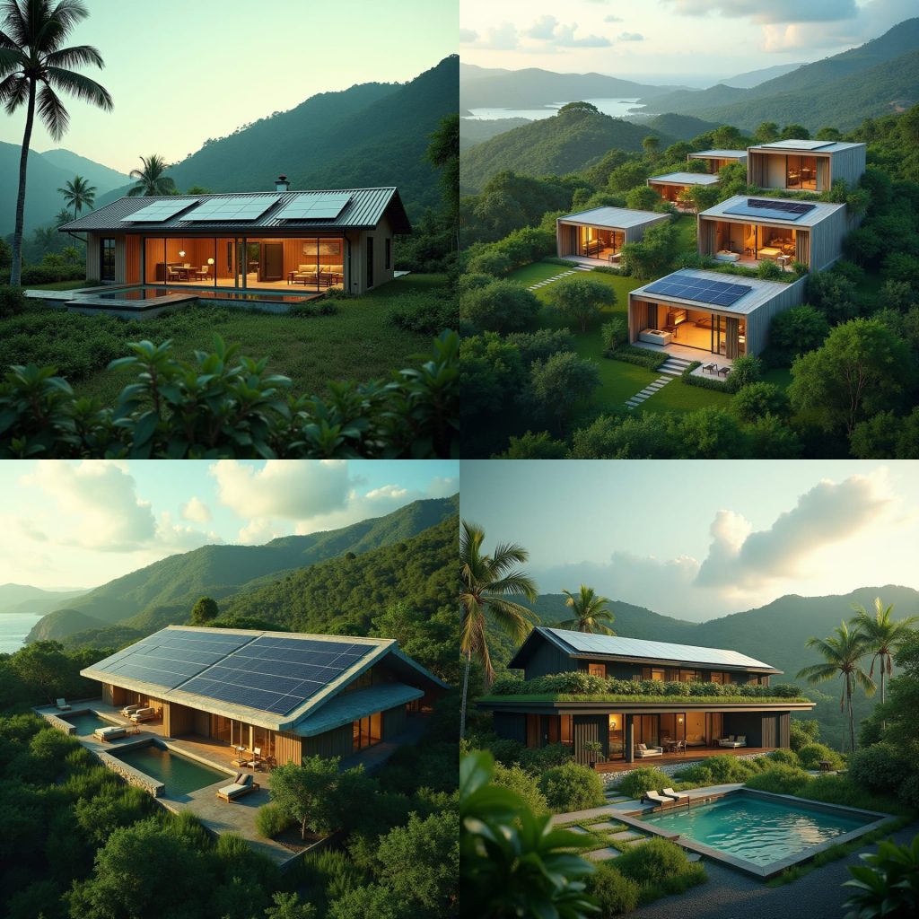 Solar Panel Eco-friendly luxury development in jamaica incorporating solar panels, green roofs, shipping containers and other environmentally friendly features