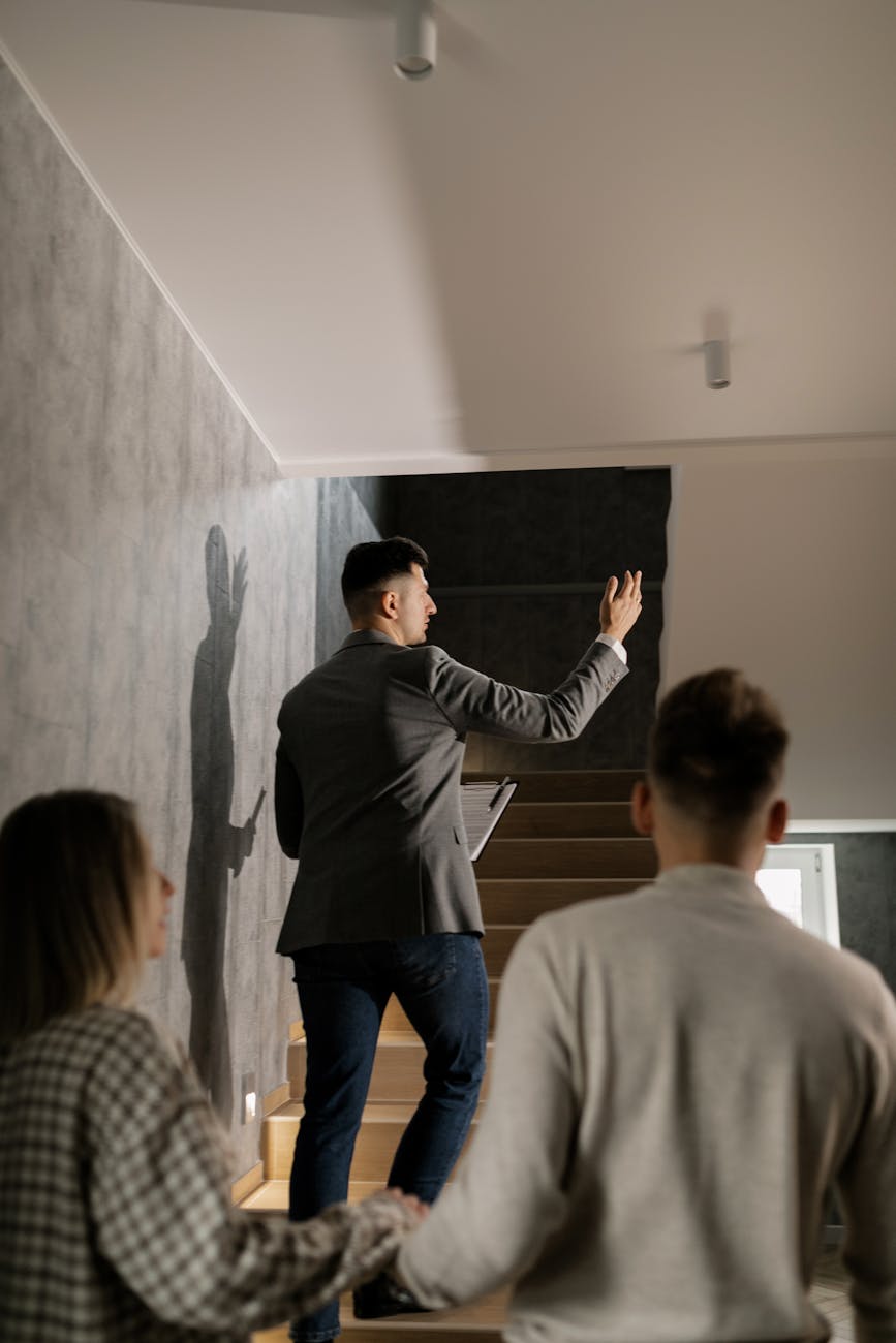a real estate broker giving a house tour