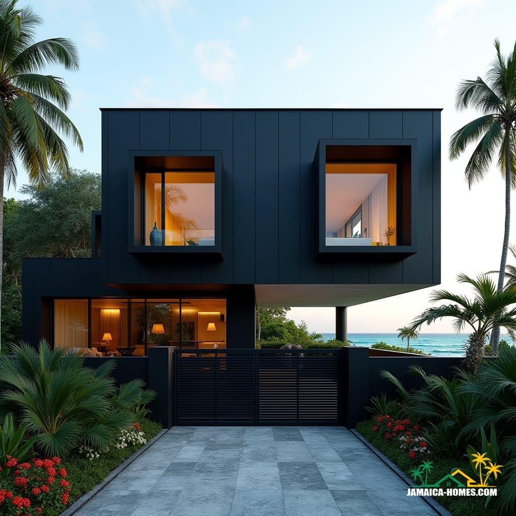 A striking modern black Caribbean cottage in Jamaica