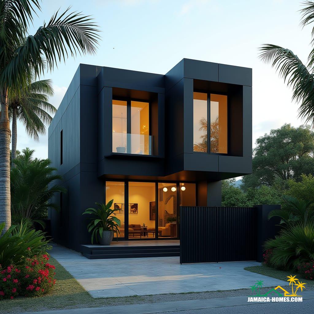 A striking modern black Caribbean cottage in Jamaica