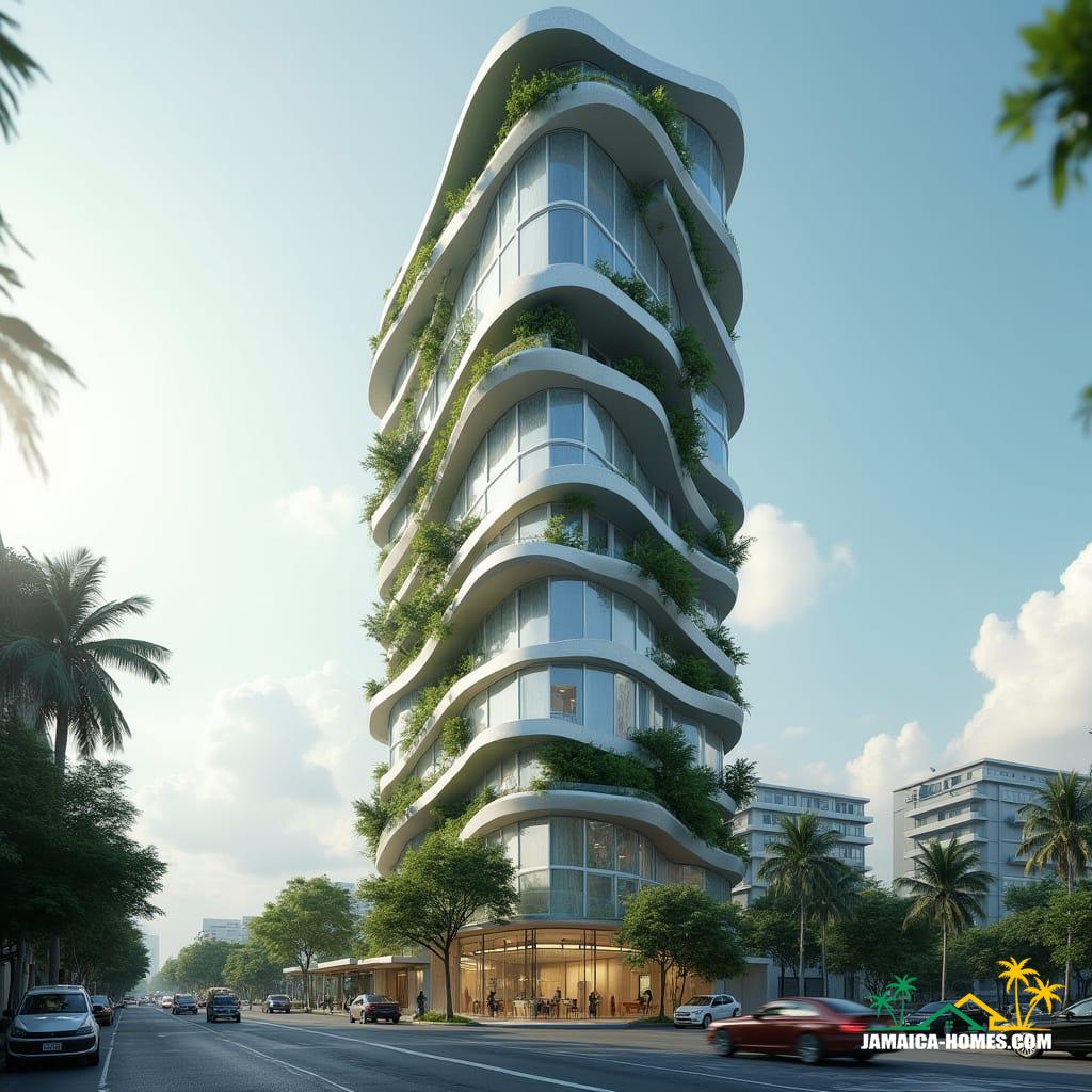 Futuristic skyscraper in downtown Kingston, Jamaica