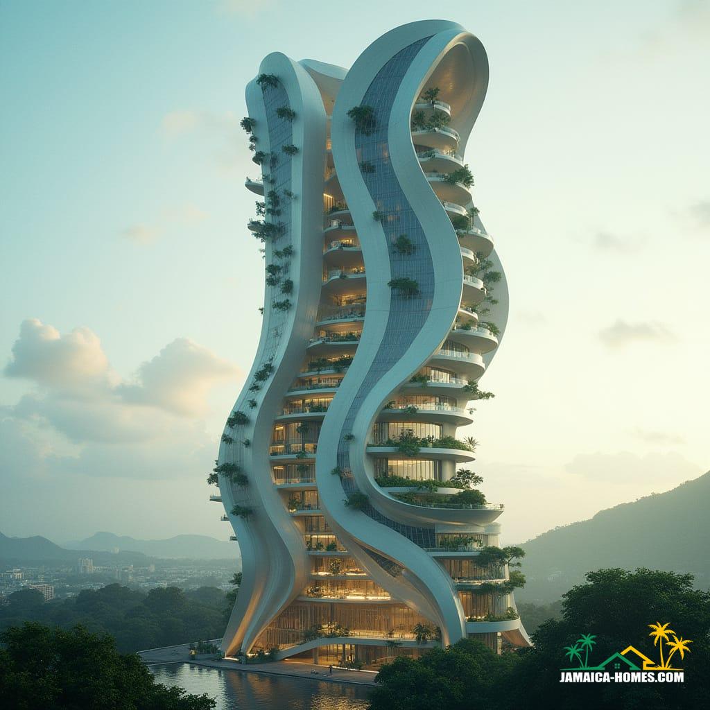 Futuristic skyscraper in downtown Kingston, Jamaica
