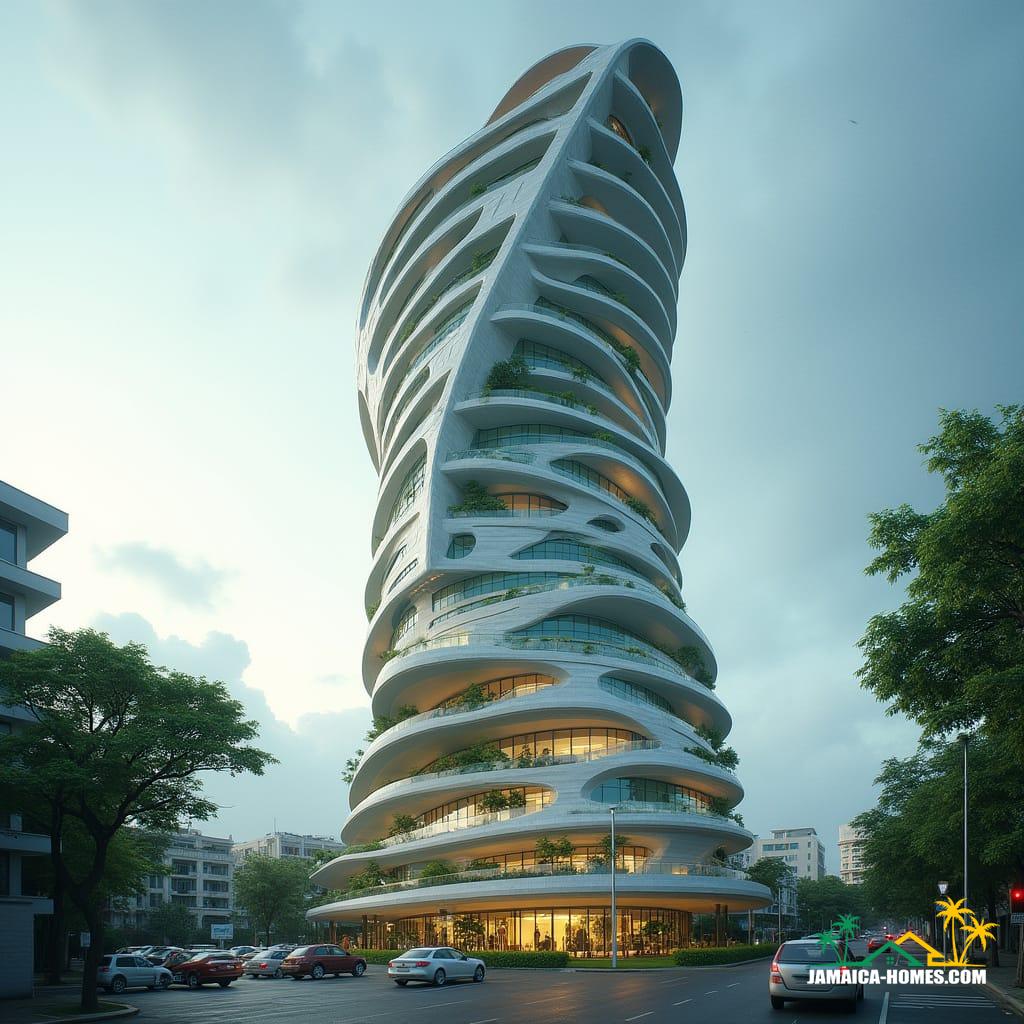 Futuristic skyscraper in downtown Kingston, Jamaica