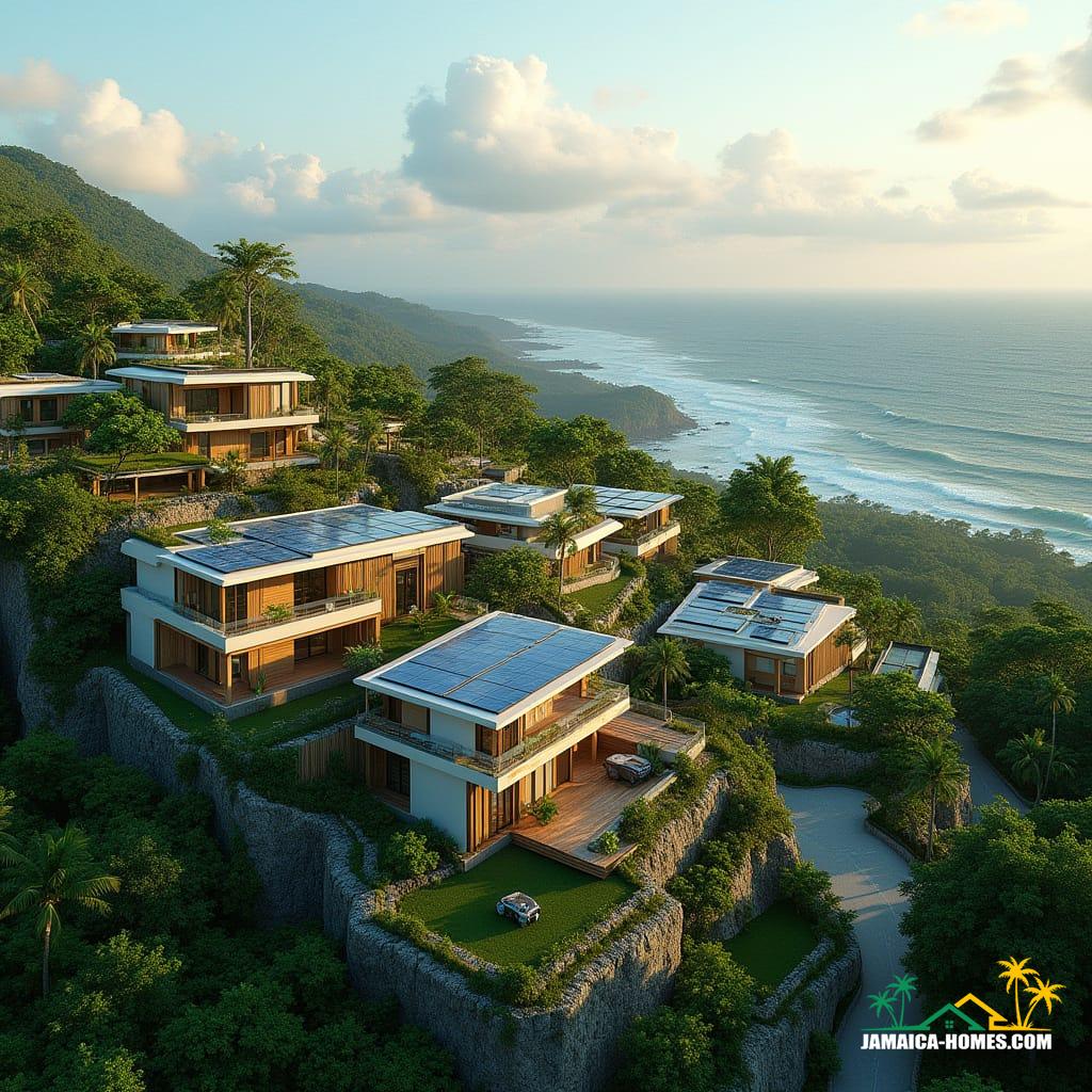 Futuristic hilltop neighborhood in St. Ann, Jamaica, 2040