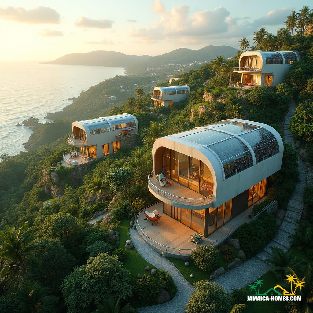 Futuristic hilltop neighborhood in St. Ann, Jamaica, 2040