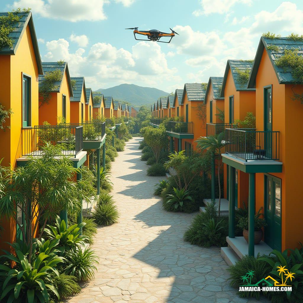 Futuristic neighborhood in Kingston, Jamaica, 2040