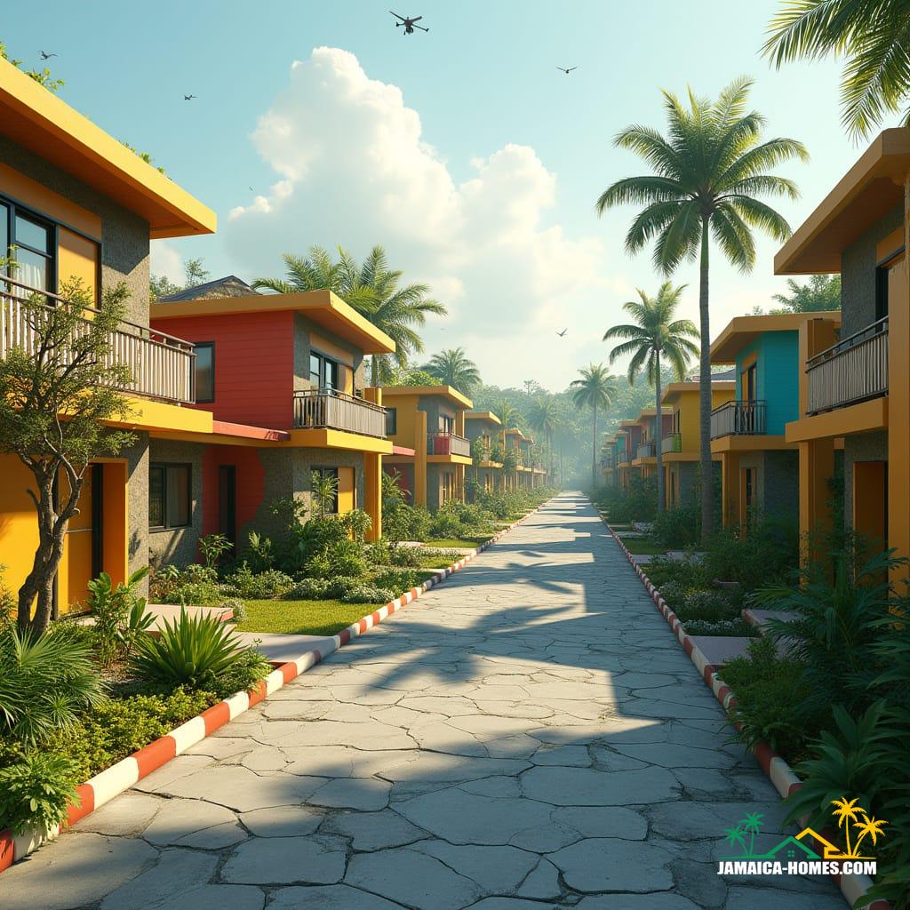 Futuristic neighborhood in Kingston, Jamaica, 2040