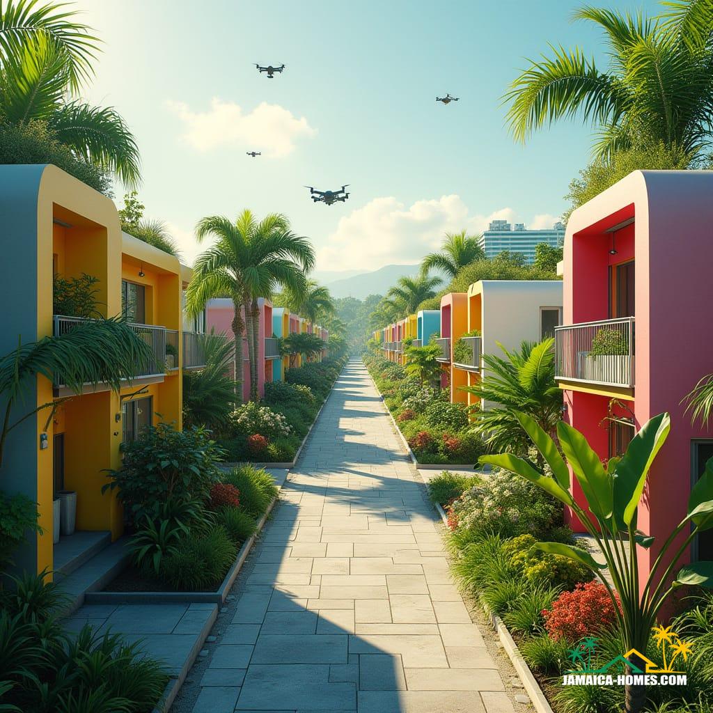 Futuristic neighborhood in Kingston, Jamaica, 2040