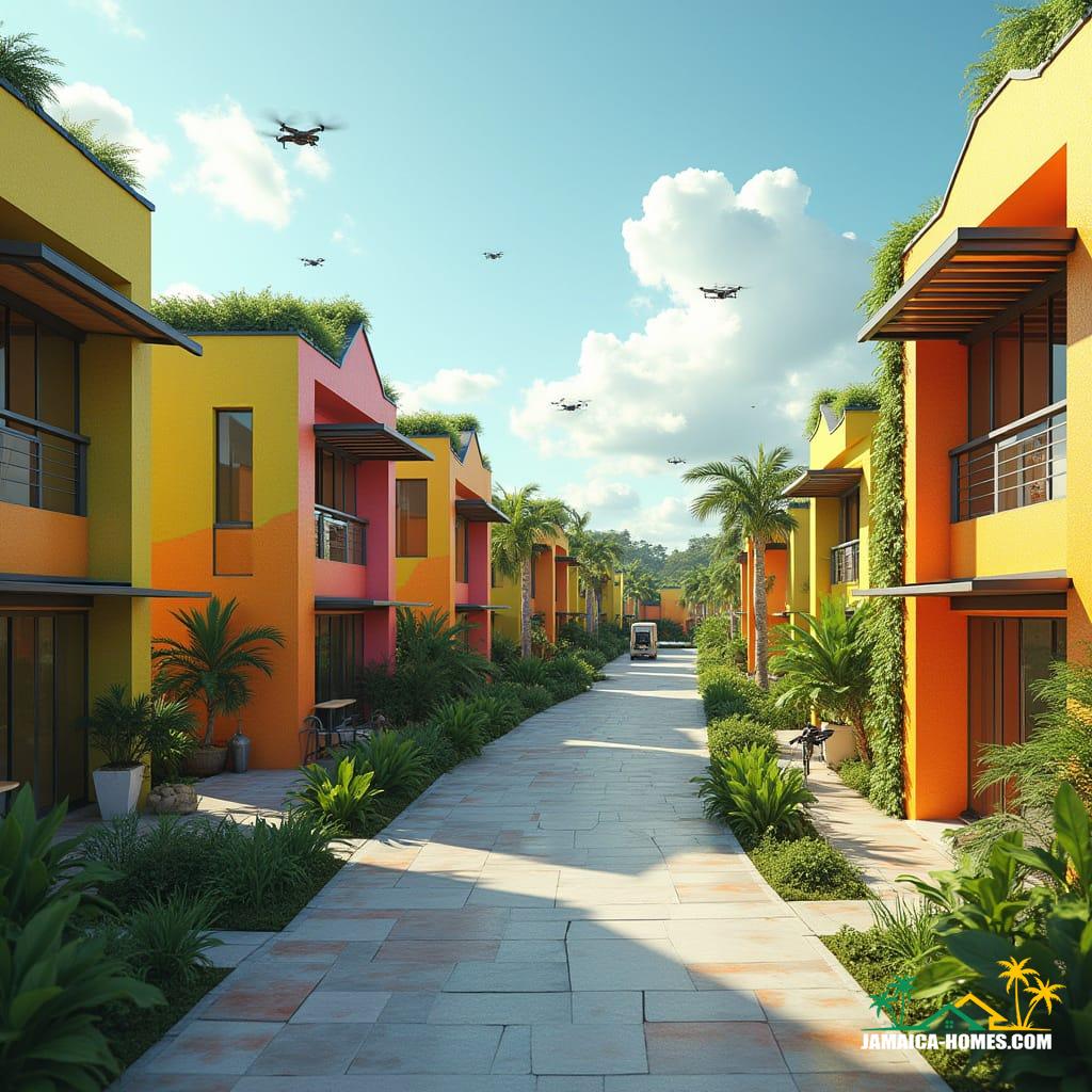 Futuristic neighborhood in Kingston, Jamaica, 2040
