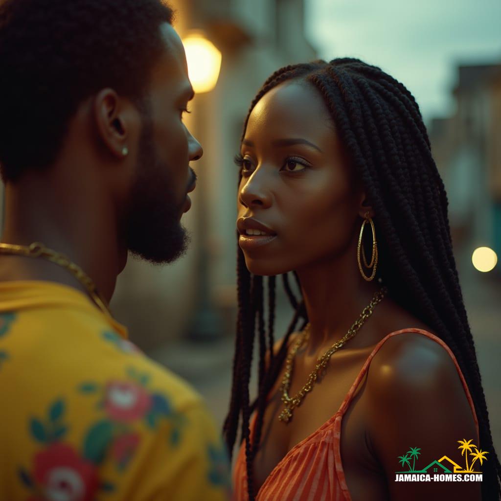  Close-up cinematic film still of beautiful Jamaican people in a vibrant ghetto, captured on ARRI V-Raptor XL with 35mm film. Grainy texture, subtle vignette, and expert color grading enhance the atmospheric, post-processed look. Masterful and epic dramatic cinematic lighting renders a stunning, live-action masterpiece.