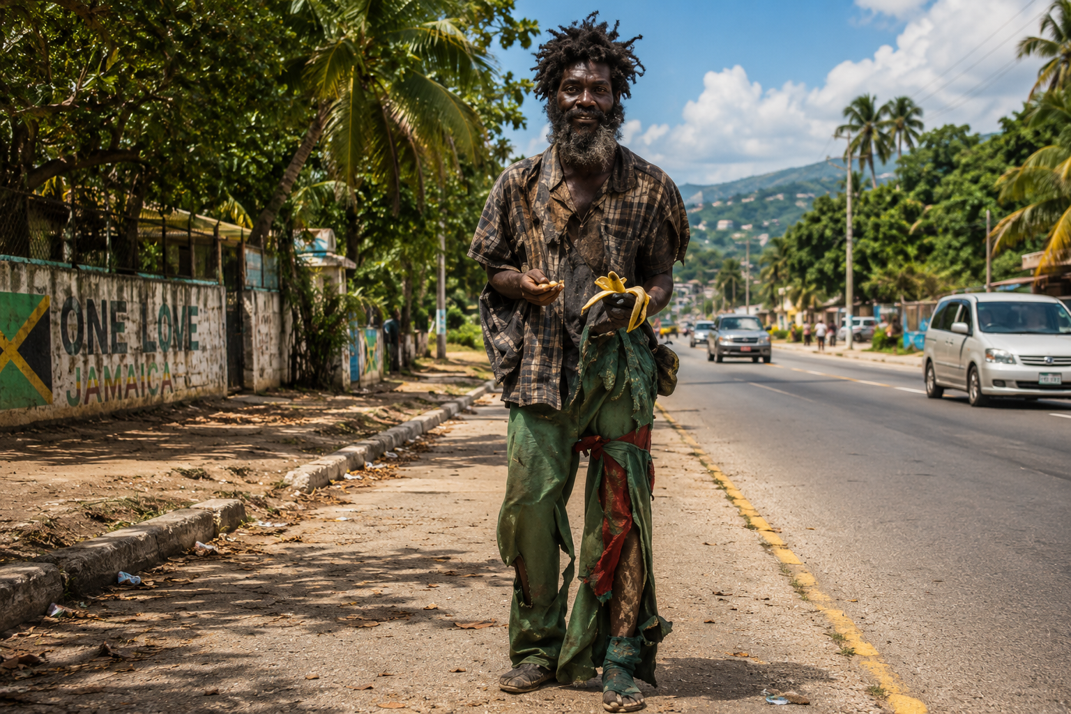 A man walks along a roadside in Jamaica. Behind many faces on our streets may be stories of struggle, trauma, untreated illness, or silent emotional pain that society still too often overlooks.