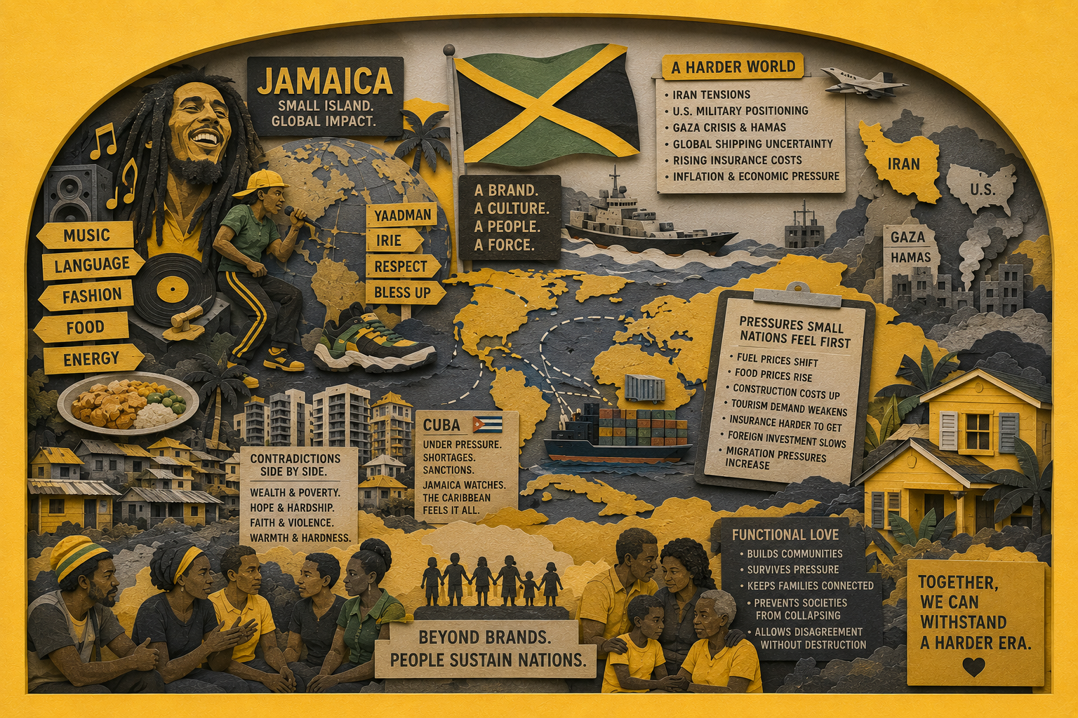 Jamaica’s music, culture, language and spirit ripple across the world, even as global conflict, economic instability and migration pressures test the strength of small island nations.