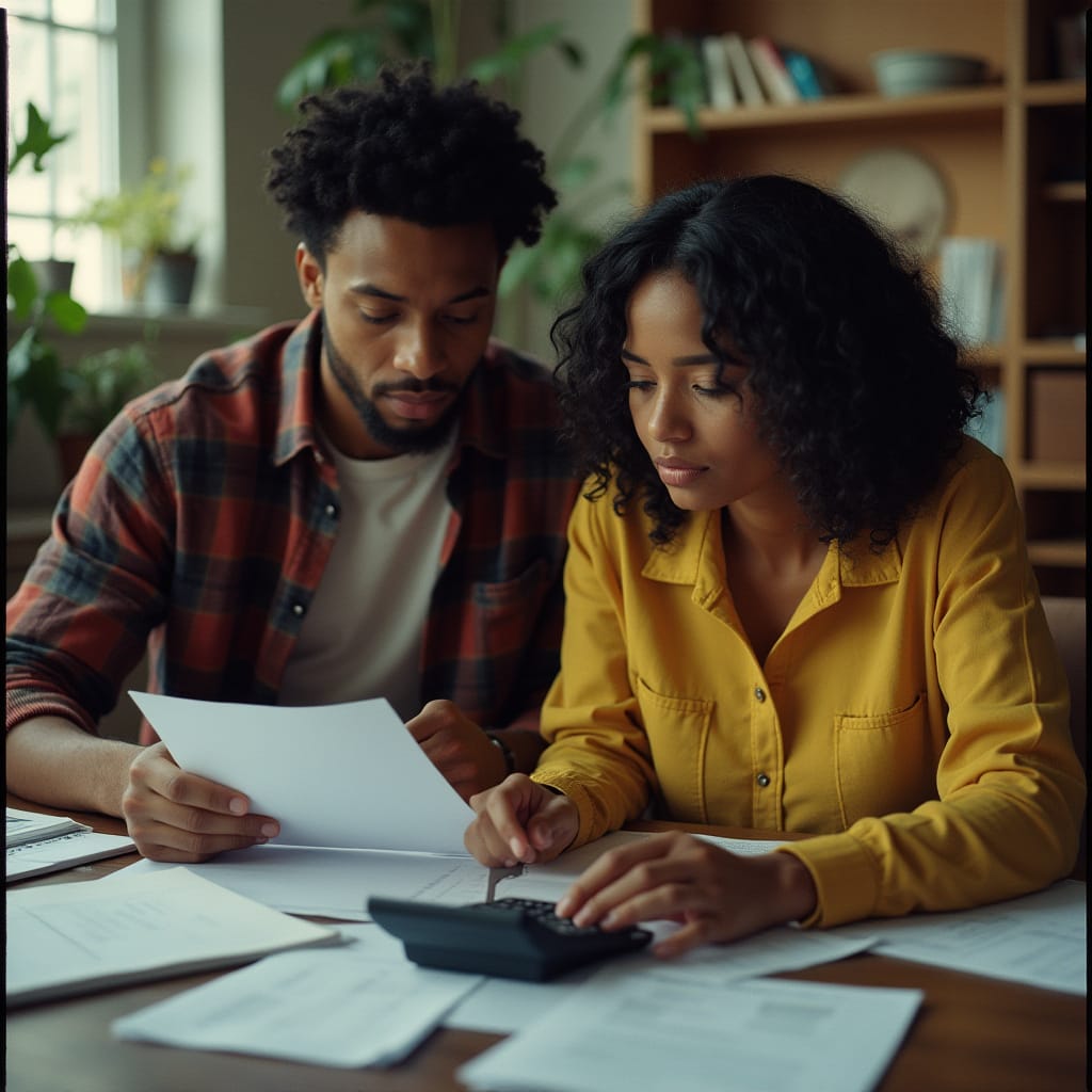 A couple carefully reviews their finances at home, weighing the real cost of homeownership in a time of rising interest rates and economic uncertainty.