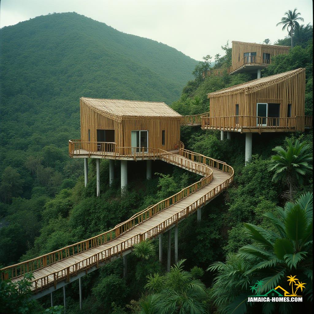 Bamboo home on hill in Jamaica