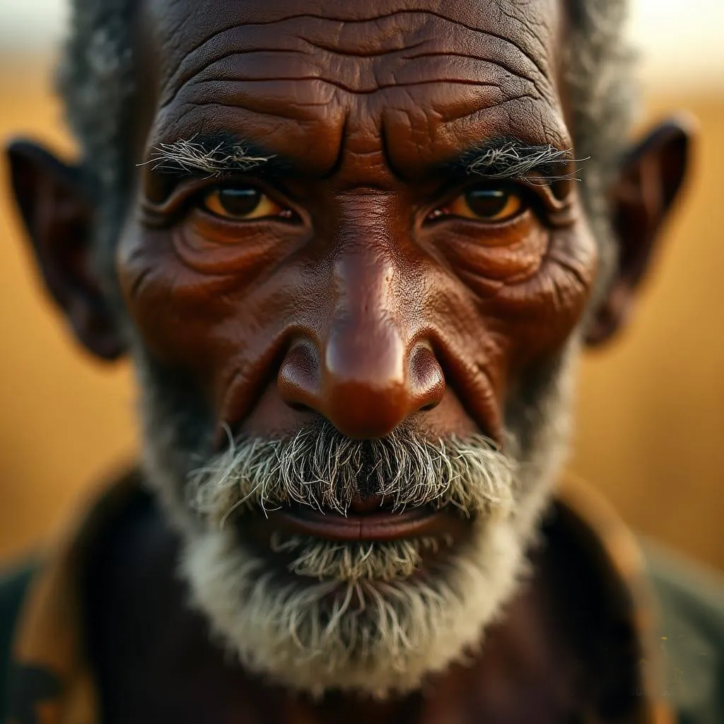 A face shaped by time and endurance, carrying the quiet weight of experience, resilience, and a life lived through Jamaica’s changing landscape