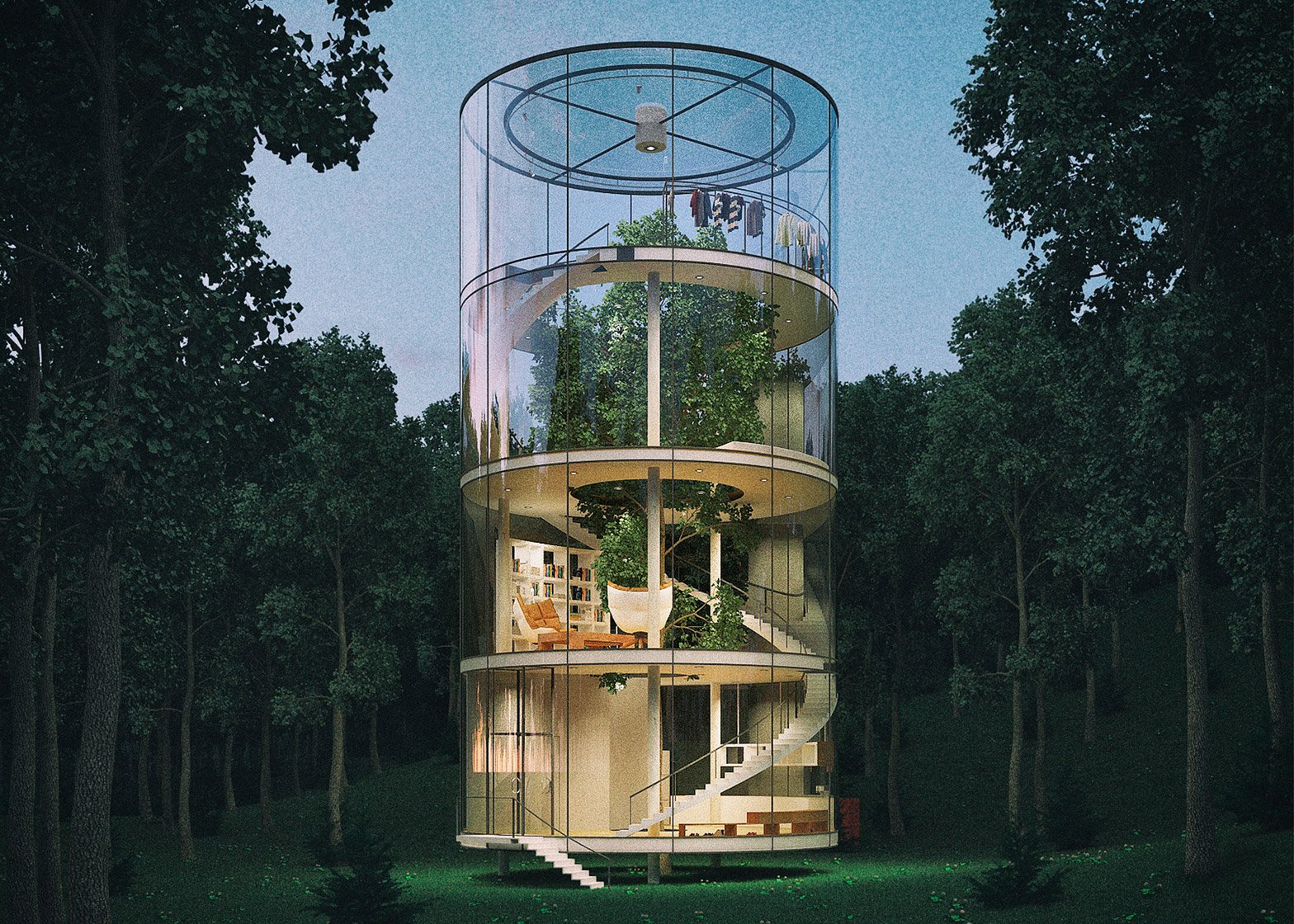 Back to Eden – This Tubular Glass House Wraps Around a Single Tree