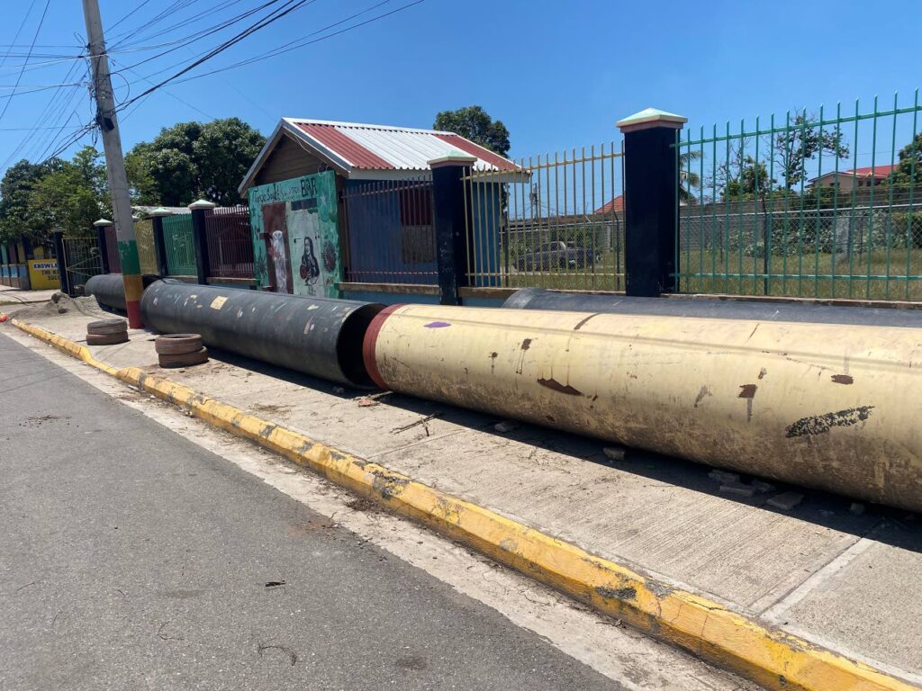 Pipes being used in a project to fix sewage problems in Trench Town, Kingston