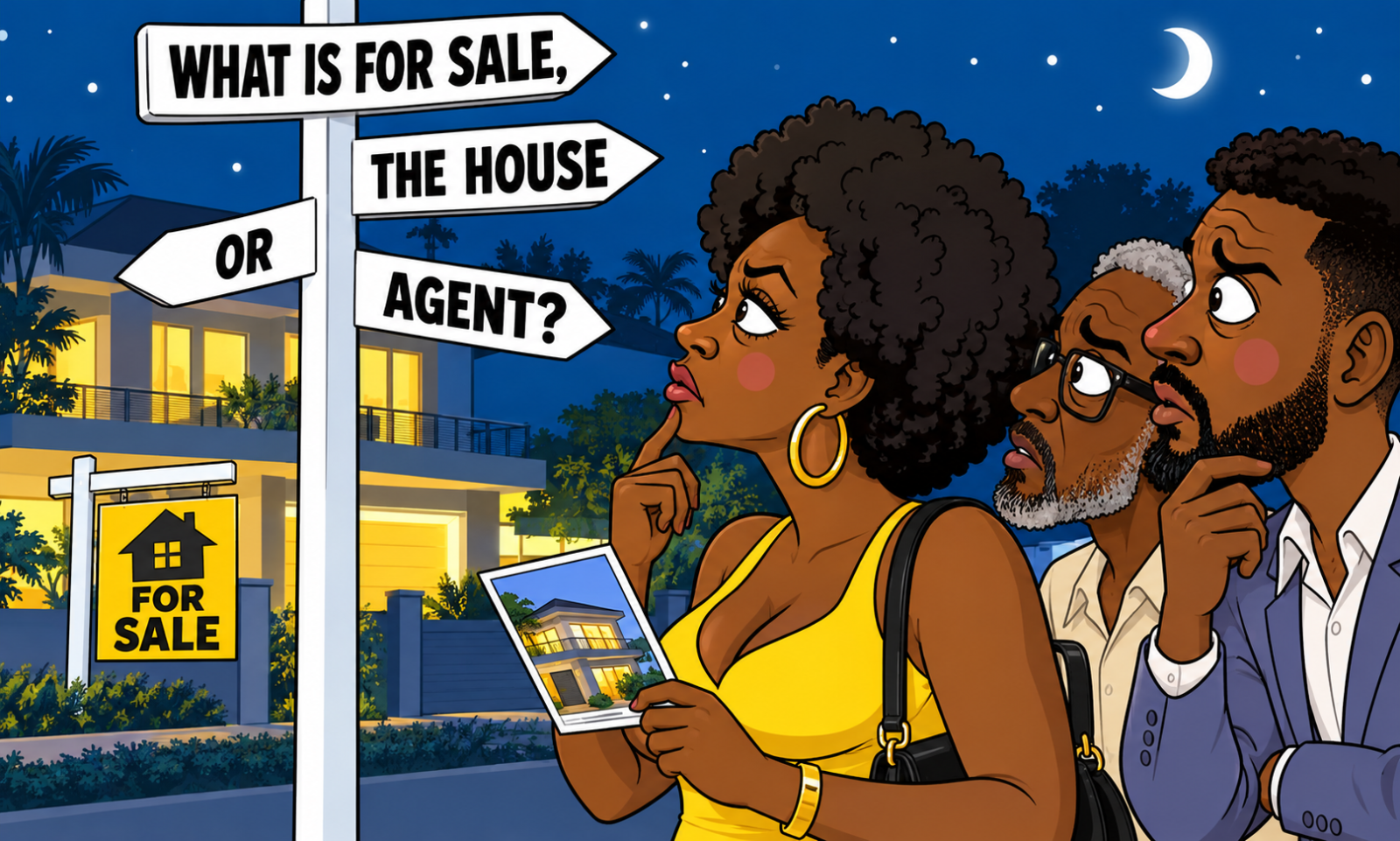 What Is for Sale, the House or the Agent? As social media transforms Jamaica's property market, the line between promoting a home and promoting a personality can become increasingly blurred. This illustration raises questions about professional boundaries, buyer intentions and the growing importance of image in real estate marketing. Illustration: Jamaica Homes.