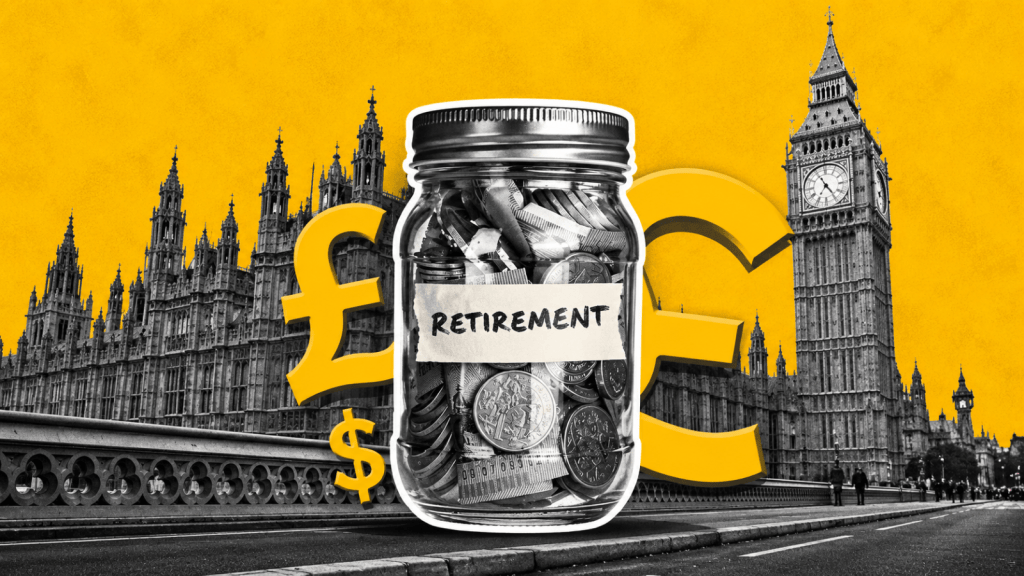 Illustration: Retirement savings set against Westminster, highlighting the financial pressures, pension choices and cross-border considerations facing people planning for later life in the UK and abroad.
