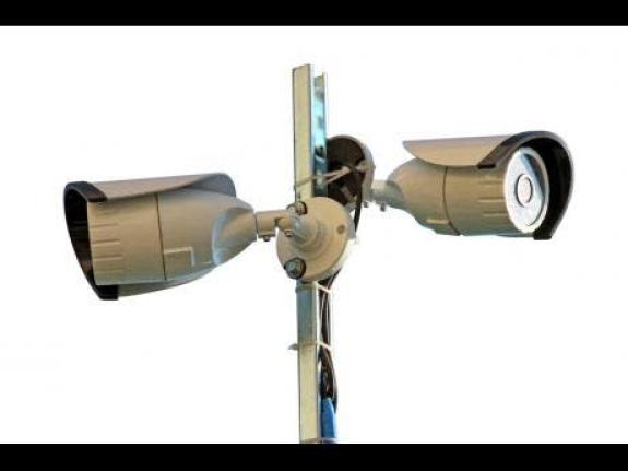 CCTV surveillance cameras mounted on a pole