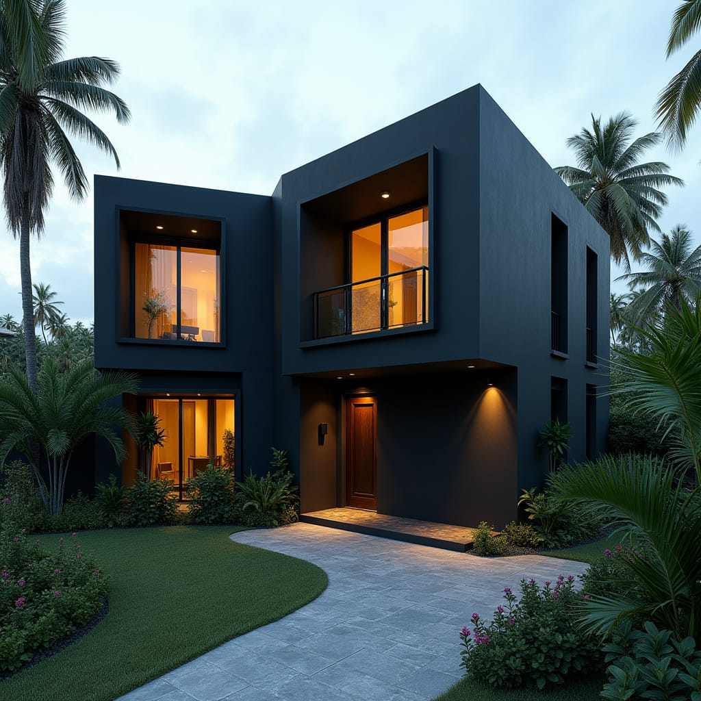 A striking modern black Caribbean cottage in Jamaica
