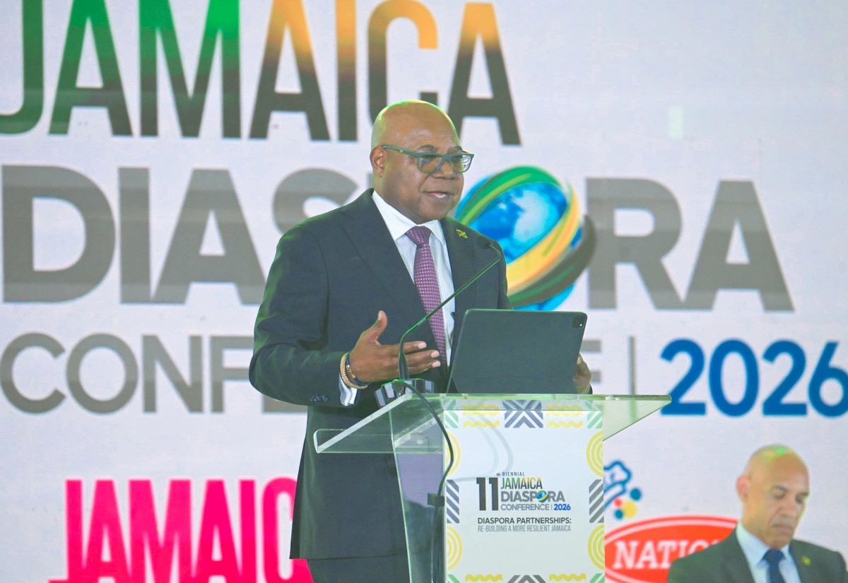 Tourism Minister Edmund Bartlett speaks at the 11th Biennial Jamaica Diaspora Conference at the Montego Bay Convention Centre on 16 June 2026