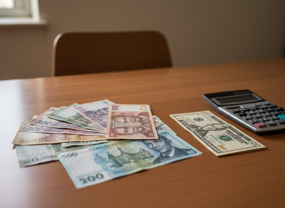 Jamaican dollar banknotes fanned out beside US dollar bills, illustrating the daily foreign exchange rate