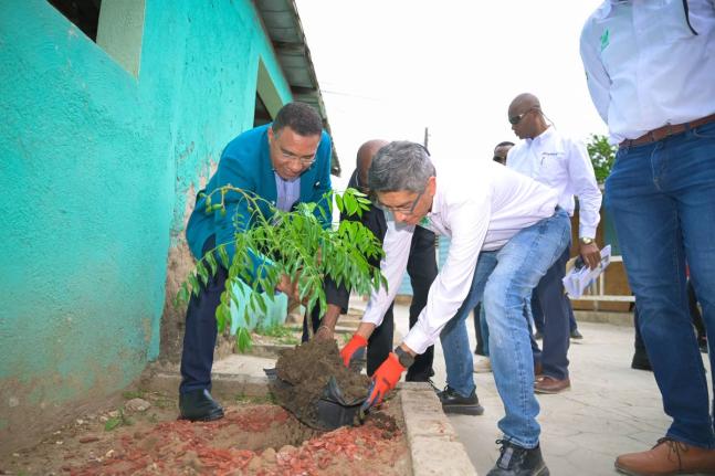 Prime Minister Andrew Holness at the Bell Rock concrete pavement and infrastructure handover in Olympic Way, Kingston.