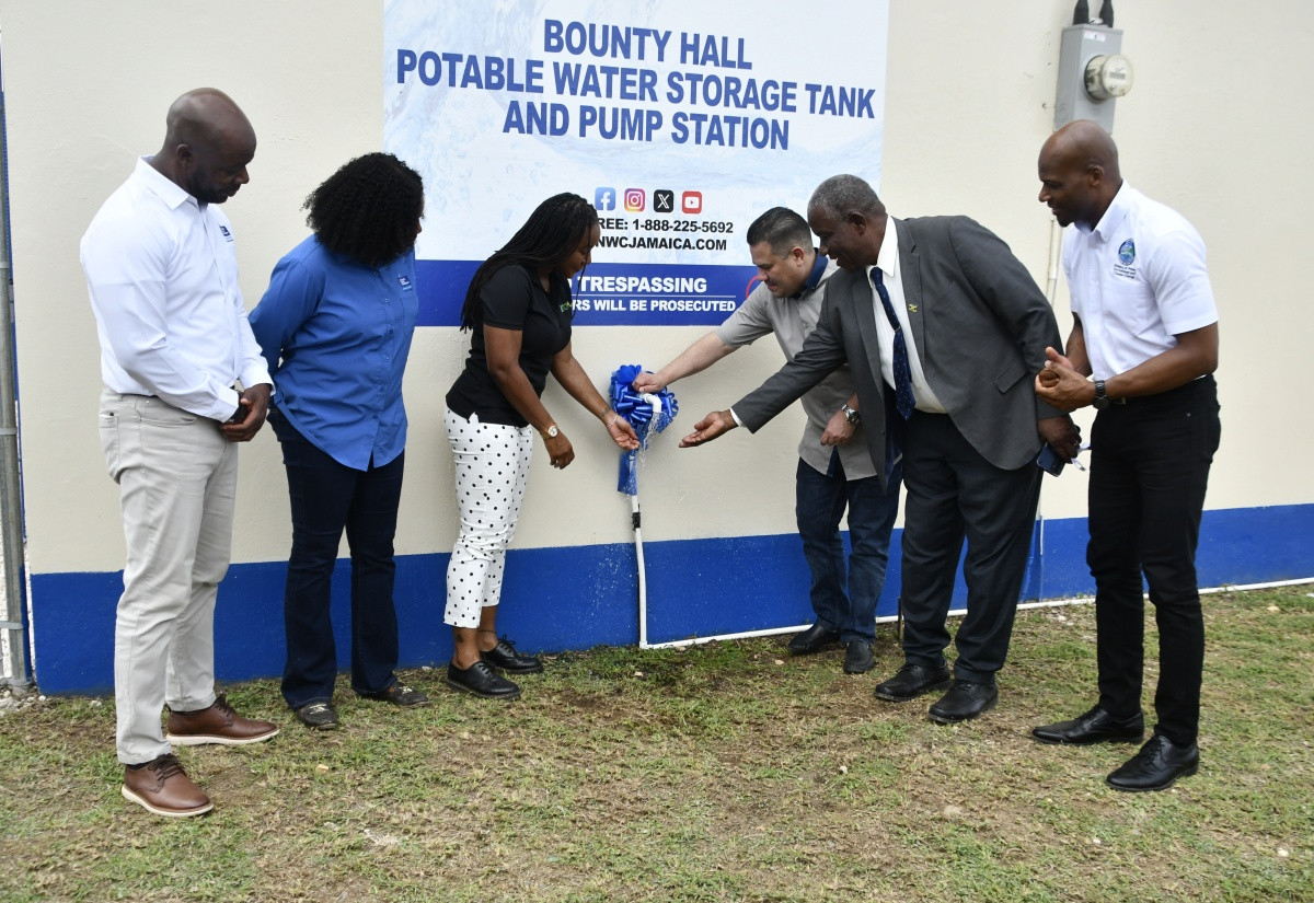 Officials commission the upgraded Bounty Hall water system in Trelawny on 8 October 2026.