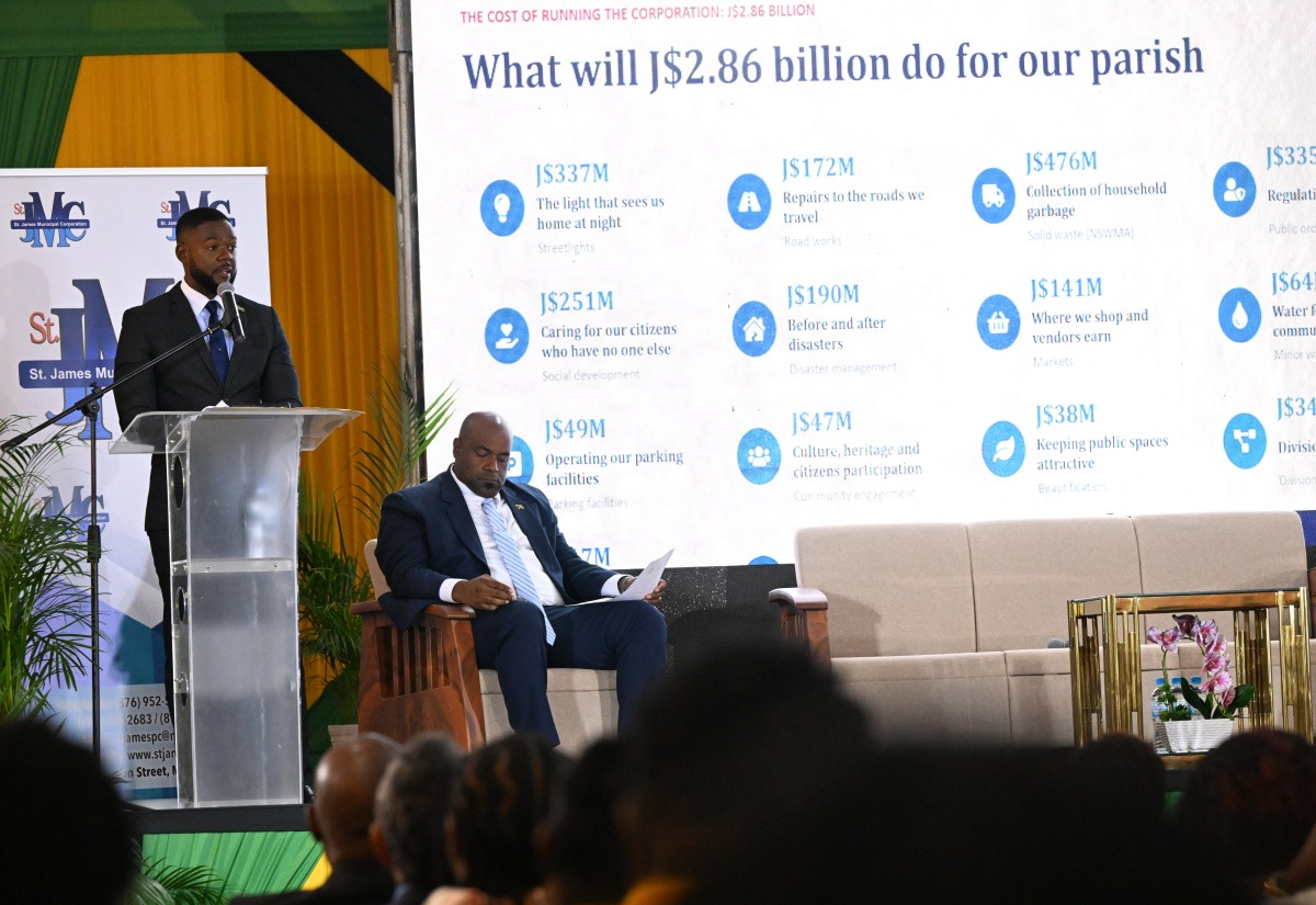 Mayor of Montego Bay addresses the St James Municipal Corporation budget presentation.