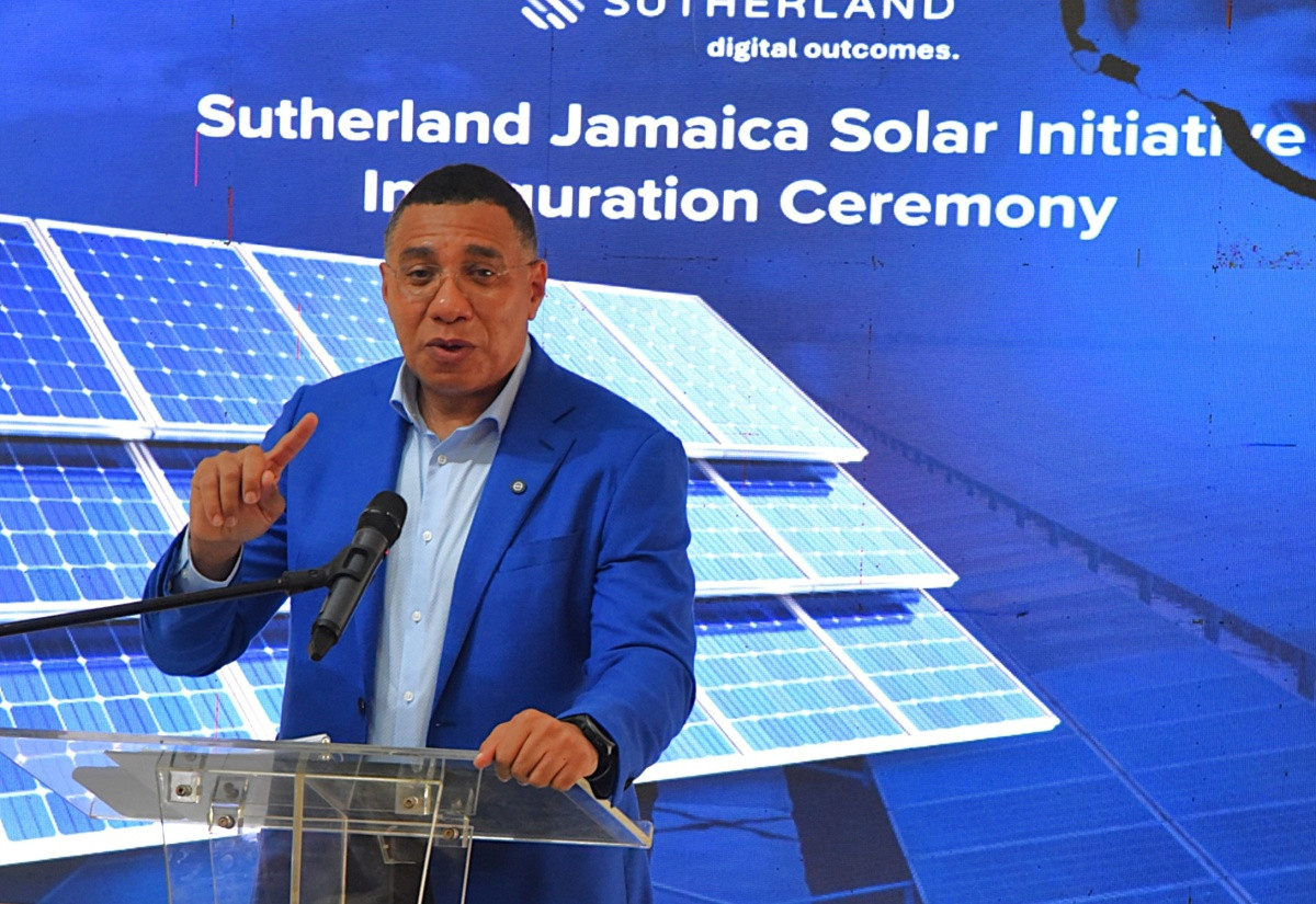 Prime Minister Dr Andrew Holness at the launch of Sutherland Jamaica's renewable energy initiative at Red Hills Road, Kingston, 13 June 2026