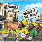 A satirical illustration captures growing questions surrounding Jamaica’s post-Hurricane Melissa reconstruction efforts, as the National Reconstruction and Resilience Authority (NaRRA) faces calls for greater clarity over its plans and priorities. Represented as a government building in a business suit, the authority clutches an uncertain reconstruction plan while Jamaican builders and contractors look towards an unfinished structure covered in question marks. Damaged homes, scattered building materials and hurricane-affected communities form the backdrop, highlighting the enormous task of rebuilding. The cartoon reflects concerns about coordination, construction timelines, industry participation and the need for a clear, publicly understood strategy to turn national recovery commitments into tangible progress.