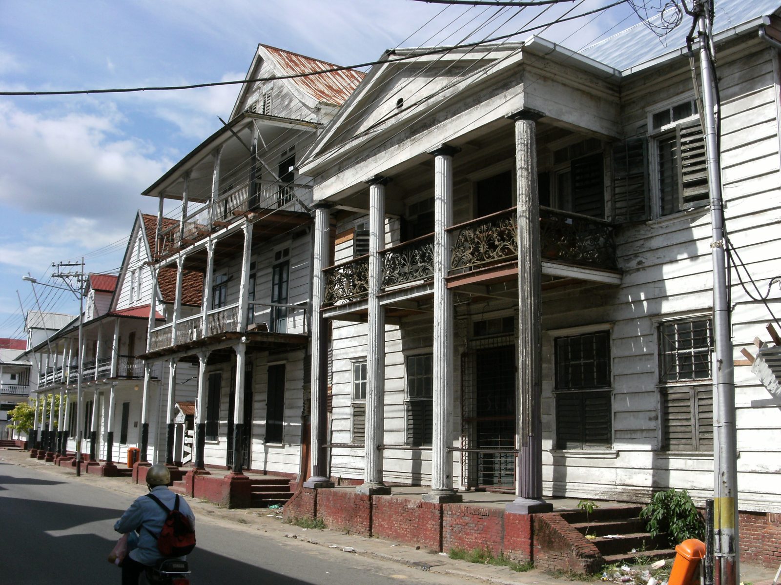 Wooden houses in typical Surinamese style in Paramaribo