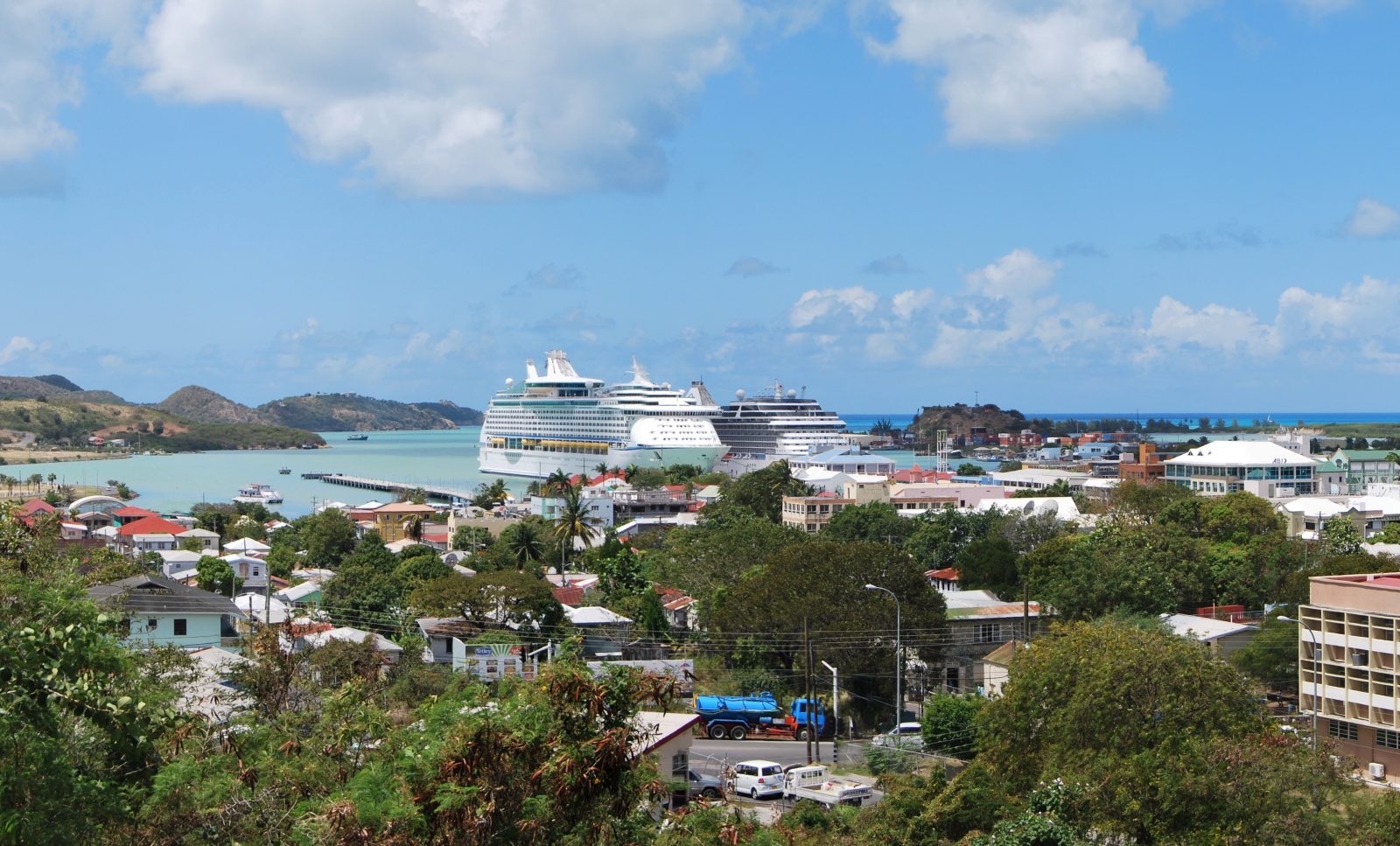 View over downtown St John’s, the capital of Antigua and Barbuda