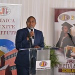 Minister of Agriculture, Fisheries and Mining Floyd Green delivering the keynote address at the Jamaica Bauxite Institute Hoilett/Lambert Scholarship awards ceremony